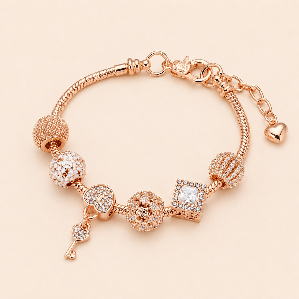 Pulsera Berloques Oro Rosa Encantada